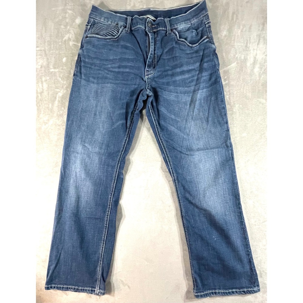 BKE Bootleg Jeans Women 33X29 Bootcut Contrast Stitch Moto Pocket Denim Pants